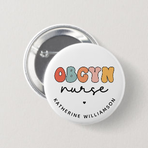 Personalisiert Retro OBGYN Nurse Button