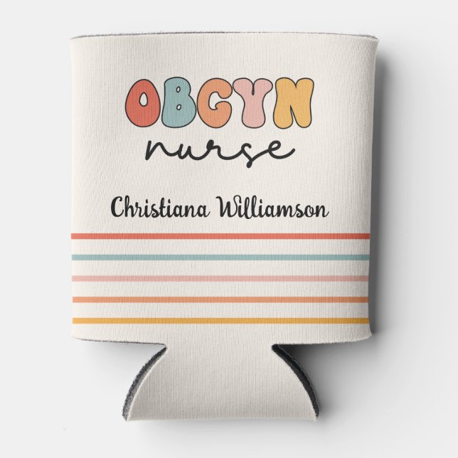 Personalisiert Retro OBGYN Nurse Dosenkühler (Vorderseite)