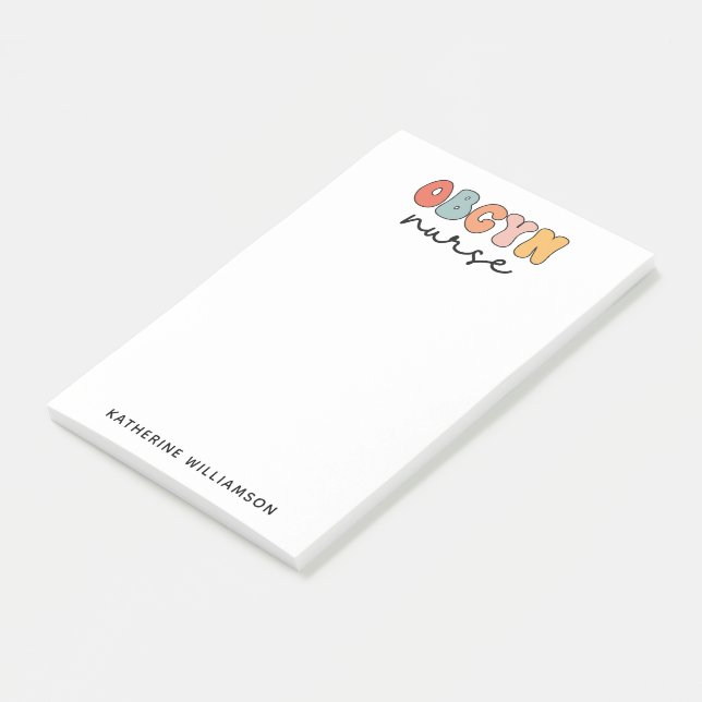 Personalisiert Retro OBGYN Nurse Post-it Klebezettel (angewinkelt)