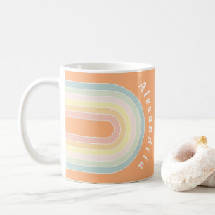 Personalisiert Retro Pastell Rainbow Kaffeetasse