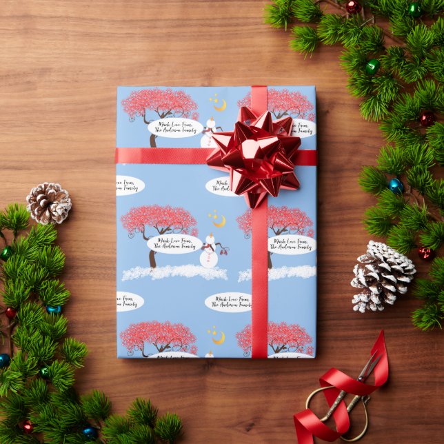 Personalisiert Retro Pine Tree Weihnachten Geschenkpapier (Feiertagsgeschenk)