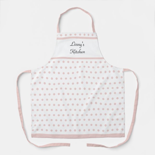 Personalisiert Retro Pink Whisper Polka Dotted Sch Schürze (Vorderseite)