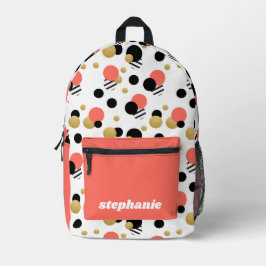Personalisiert Retro Polka Dot Coral Bedruckter Rucksack