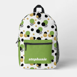 Personalisiert Retro Polka Dot Green Bedruckter Rucksack
