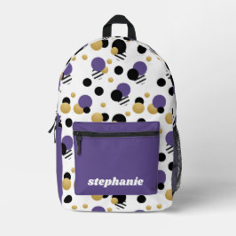 Personalisiert Retro Polka Dot Lila Bedruckter Rucksack