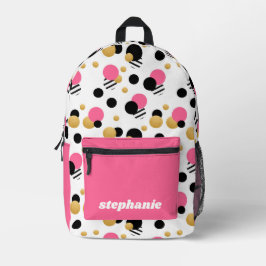 Personalisiert Retro Polka Dot Pink Bedruckter Rucksack