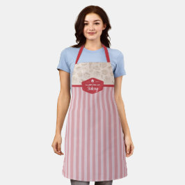 Personalisiert Retro Rosa Streifen Bäckerei Schürz Schürze