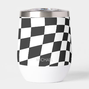 Personalisiert Retro Schwarz-weiß Wavy Checked