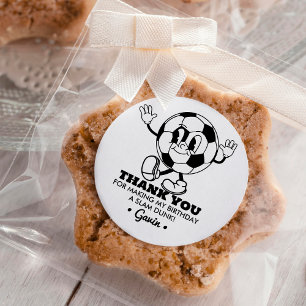 Personalisiert Retro Soccer Geburtstagsparty Danke Runder Aufkleber