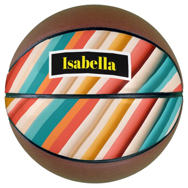 Personalisiert Retro Strip Basketball | Bunt (Vorderseite)