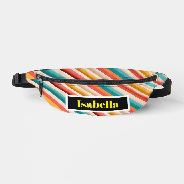 Personalisiert Retro Strip Fanny Pack | Bunt Bauchtasche (Vorderseite)