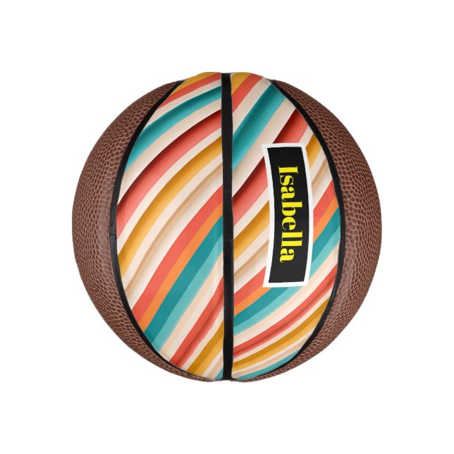 Personalisiert Retro Strip Mini Basketball (Vertikal)