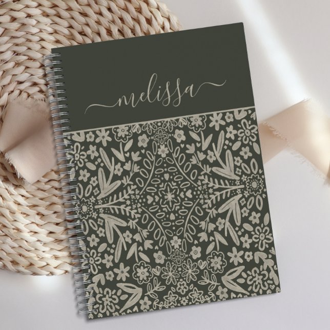 Personalisiert Retro Vibe Green Blätter Journal Notizbuch (Von Creator hochgeladen)