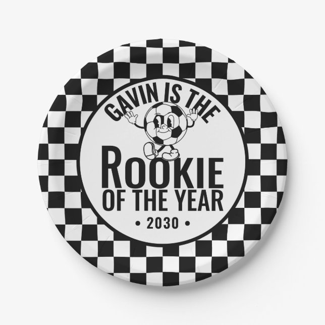 Personalisiert Retro Vintag Soccer Geburtstagspart Pappteller (Vorderseite)