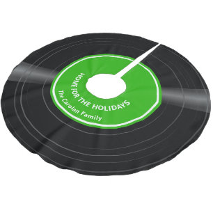 Personalisiert Retro Vinyl Record hell grün Polyester Weihnachtsbaumdecke