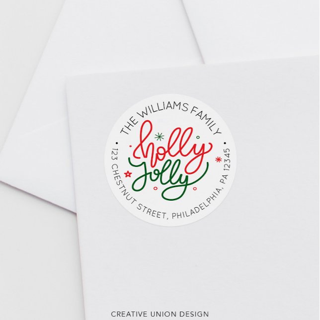 Personalisiert Retro-Weihnachtsrücksendeadresse Runder Aufkleber (Von Creator hochgeladen)