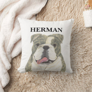 Personalisiert Reversible Brindle English Bulldog Kissen