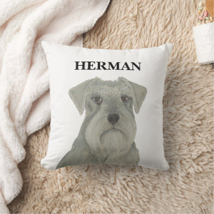 Personalisiert Reversible Grau Silver Schnauzer Kissen
