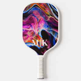 Personalisiert Rich Blue Agate Wirbel Mit Monogram Pickleball Schläger