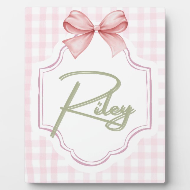 Personalisiert Riley Baby Girl Kinderzimmer Bow&Gi Fotoplatte (Vorderseite)