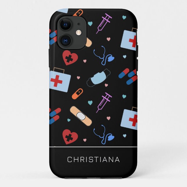 Personalisiert RN Nurse | Medizinisches Muster Case-Mate iPhone Hülle (Rückseite)