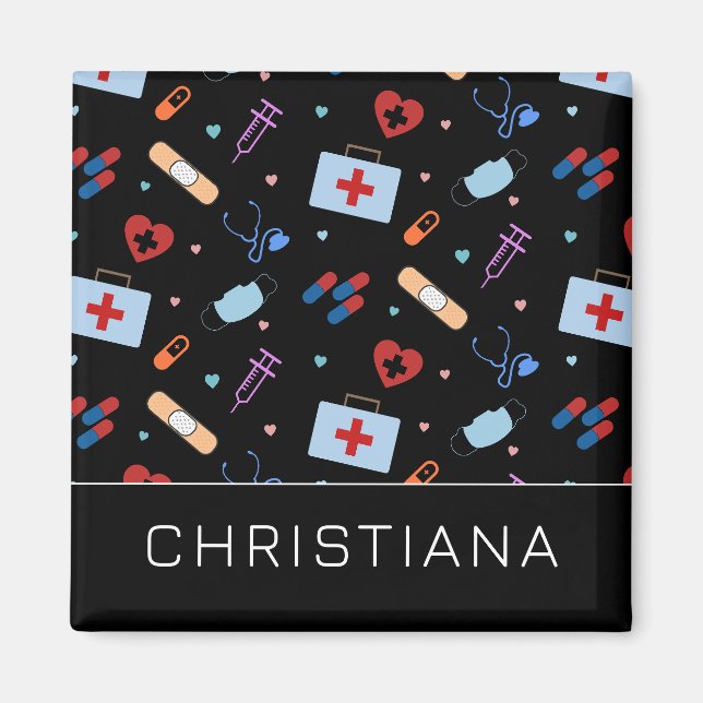 Personalisiert RN Nurse | Medizinisches Muster Magnet (Vorne)