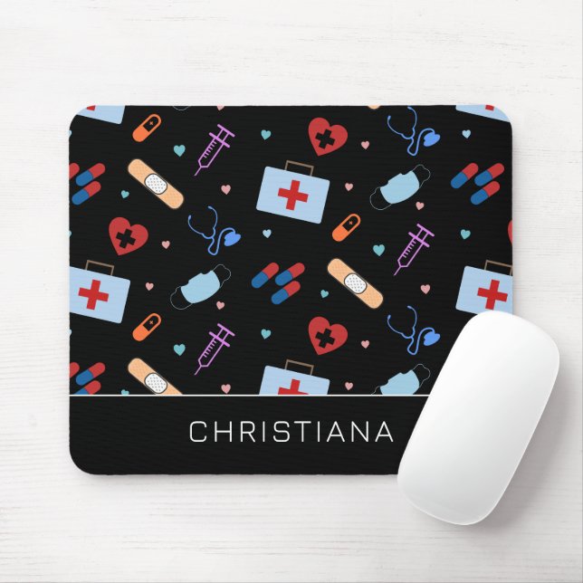 Personalisiert RN Nurse | Medizinisches Muster Mousepad (Mit Mouse)