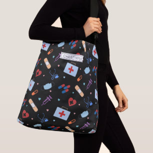 Personalisiert RN Nurse   Medizinisches Muster Tragetaschen Mit Langen Trägern