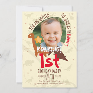 Personalisiert Roaring Dinosaur 1. Geburtstag Einladung