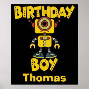 Personalisiert Robot Birthday Boy Poster