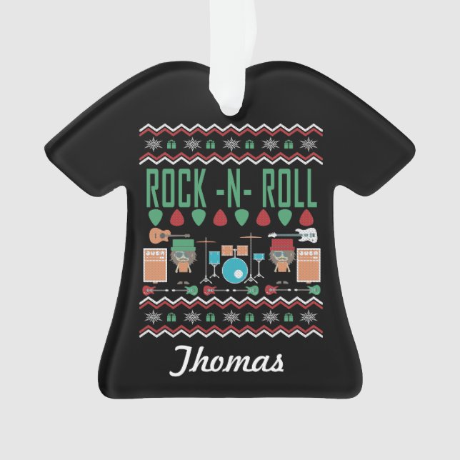 Personalisiert Rock-n-Roll Ugly Weihnachtssüßer Ornament (Vorderseite)