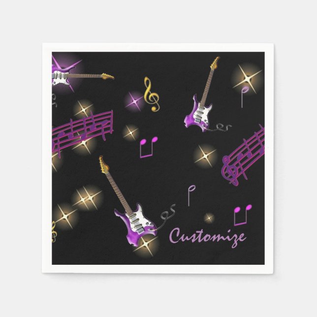 Personalisiert Rock Star Music Background Napkins Serviette (Vorderseite)