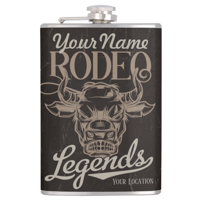 Personalisiert Rodeo Old West Steer Roping Legends Flachmann (Vorderseite)
