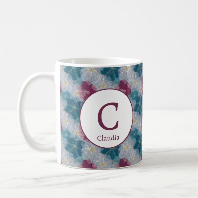 Personalisiert-Romantische Frühjahrsmädchen-Blume Kaffeetasse (Links)