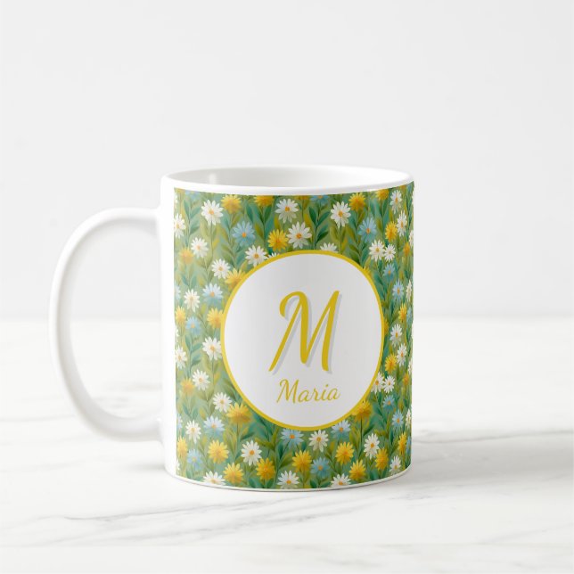 Personalisiert-Romantische Frühjahrsmädchen-Blume Kaffeetasse (Links)