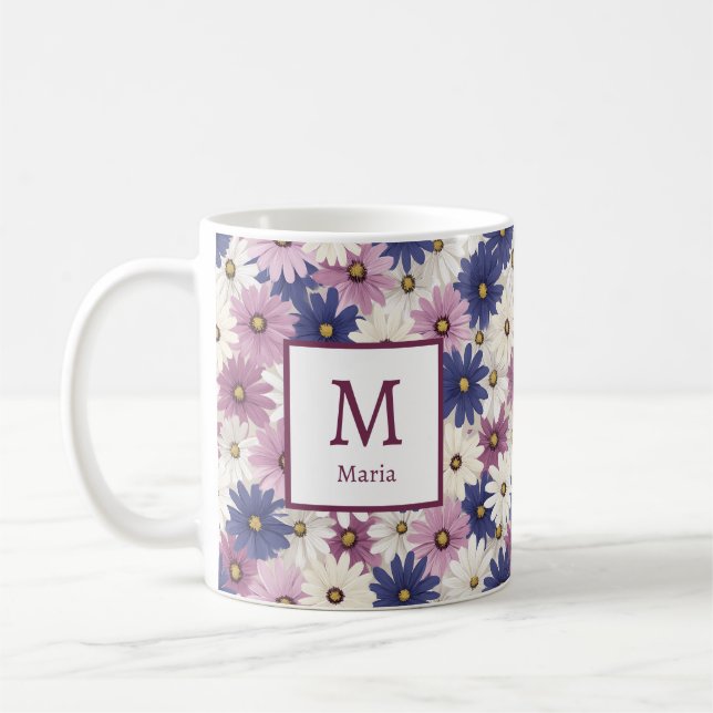 Personalisiert-Romantische Frühjahrsmädchen-Blume Kaffeetasse (Links)