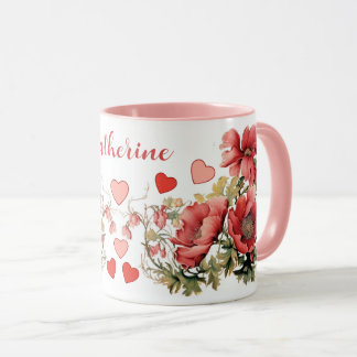 Personalisiert Romantische Vintage Poppies und Her Tasse