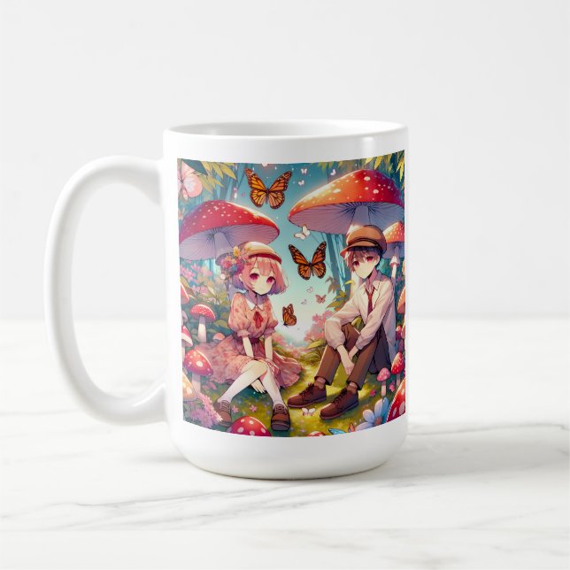 Personalisiert Romantischer Anime Couple Kaffeetasse (Links)