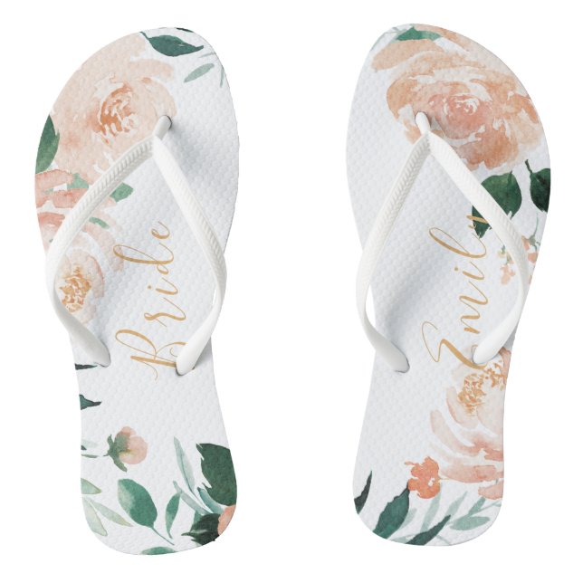 Personalisiert Romantischer Garten Pfirsichblütenb Flip Flops (Fußbett)