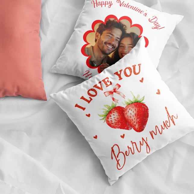 Personalisiert romantisches Geschenk mit Erdbeeren Kissen (Personalized Romantic gift with Strawberries Throw Pillow)
