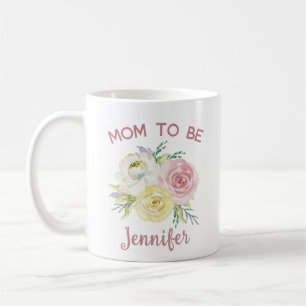 Personalisiert rosa Aquarellfarben Blume Mama Kaffeetasse