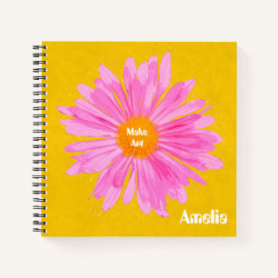 Personalisiert rosa Blume Malerei Notizbuch