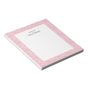 Personalisiert rosa Blumenmuster gemustert Notepad Notizblock