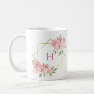 Personalisiert rosa Blumenrahmen Zwei-Tone-Kaffeem Kaffeetasse