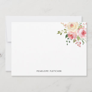 Personalisiert rosa Blüten Moderne Aquarellblume Mitteilungskarte