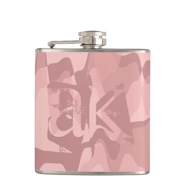 Personalisiert rosa Camouflage Electric Pattern Flachmann (Vorderseite)
