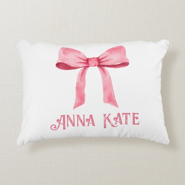 Personalisiert rosa Coquette Bow Accent Pillow Dekokissen (Vorderseite)