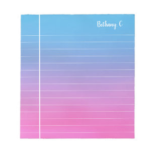 Personalisiert rosa Cyan Gradient Linde Notizblock