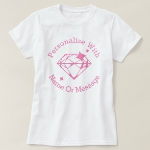 PERSONALISIERT rosa Diamantgrafik T-Shirt