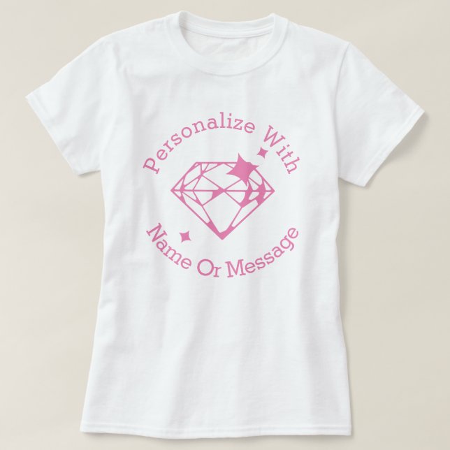PERSONALISIERT rosa Diamantgrafik T-Shirt (Design vorne)